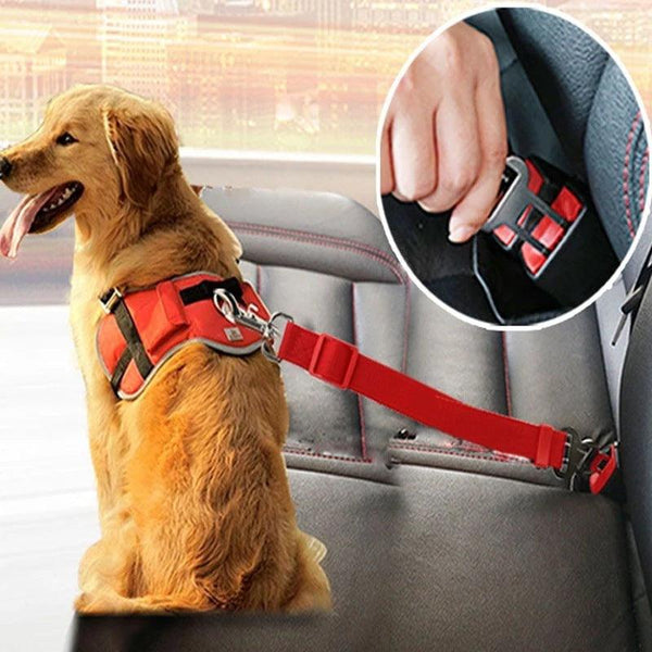 Pets Adjustable Traction Car Seat Belt | Secure Dog Seatbelt for Car - Red