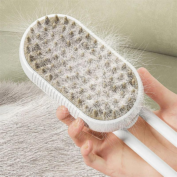 Pet Steam Brush | Gentle Steam Grooming for Pets - Porcelain White